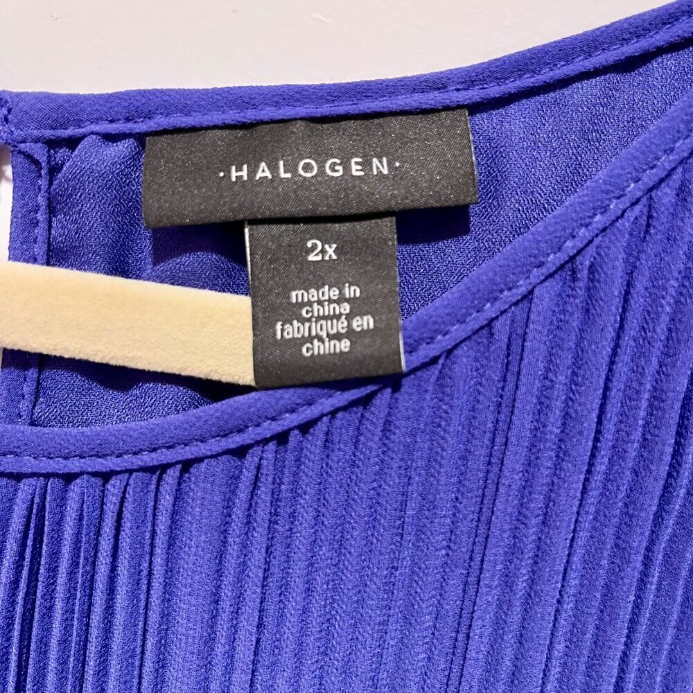 Halogen Blue Sleeveless Pleated Blouse, Women's Size 2x - Picture 6 of 13